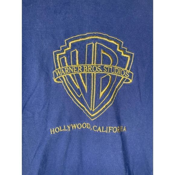 Vintage Warner Brothers Embroidered Blue And Gold T Shirt Hollywood California M - Picture 2 of 4